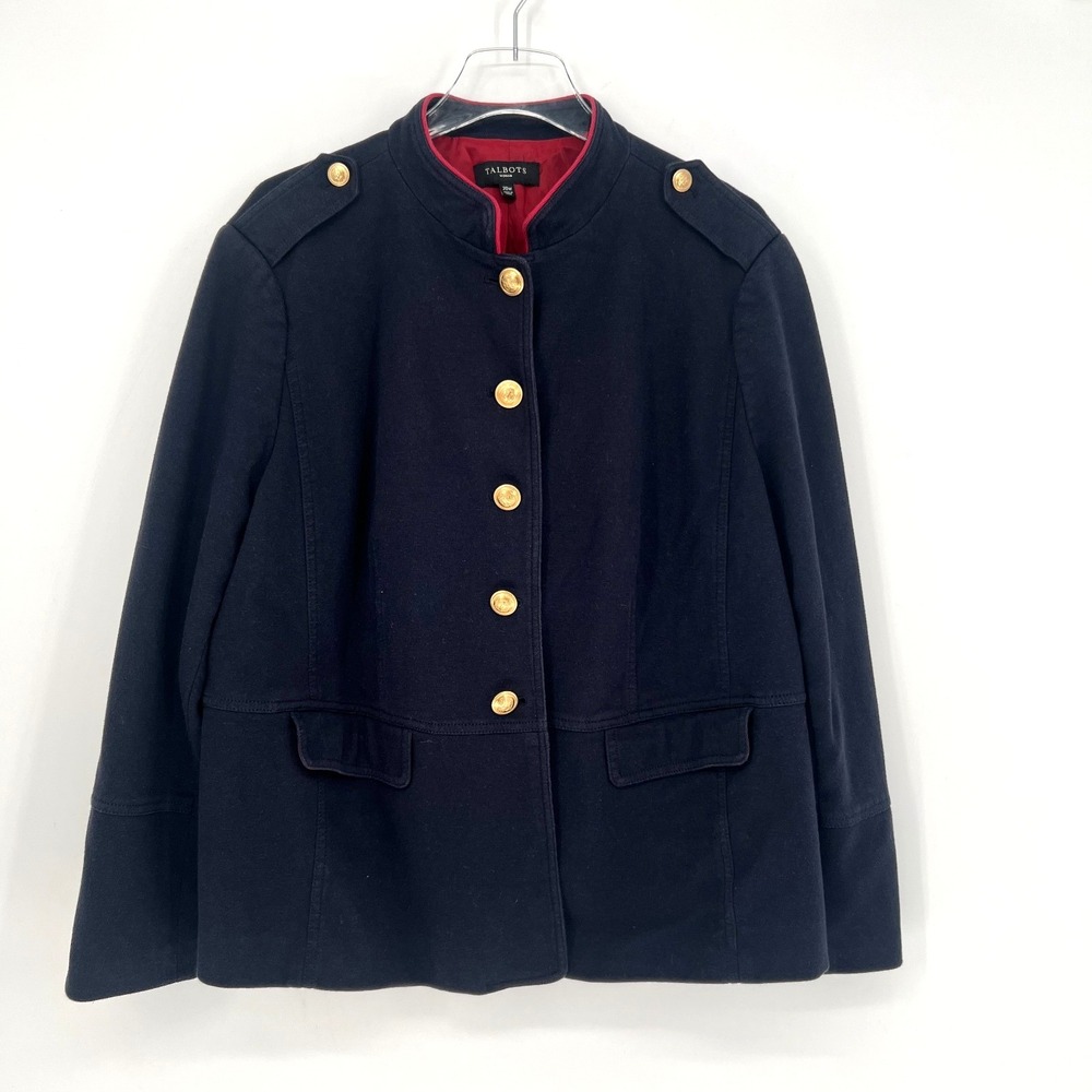 Talbots Military Jacket Womens 22W Navy Blue Preppy Old Money Patriotic
